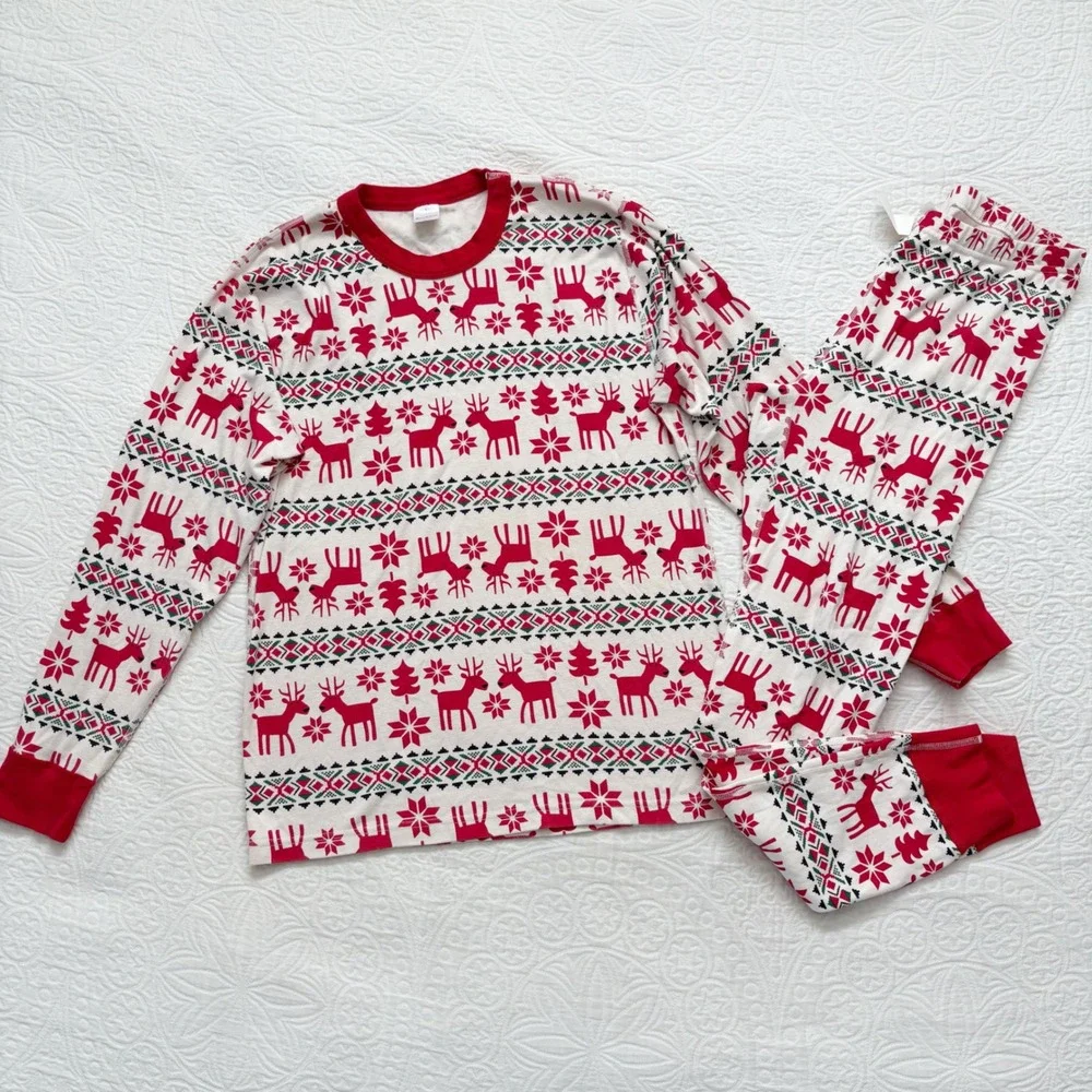 Hanna Andersson Adult Organic Cotton Fair Isle Dear Deer Christmas PJ Set‎